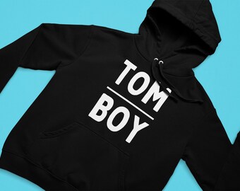 Tomboy Hoodie | Queer LGBTQ Pride They/Them Power NonBinary Outfit Gay Lesbian Wear | Black Unisex Hoodie