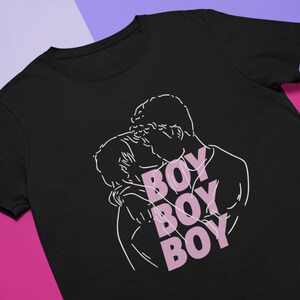 BOY Kissing BOY Shirt | Line Drawing Gay Power Queer Nation Cute LGBTQ Rights Love Is Love | Unisex T-Shirt
