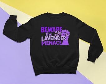 Beware the Lavender Menace Sweatshirt | VIntage Tribute Lesbian Short-Sleeve Unisex