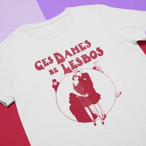 DAMES DE LESBOS Shirt | Lesbian Gay Vintage Poster Lgbtq Rights Tomboy Outfit Butch Femme Style Tee | White Short-Sleeve Unisex T-Shirt