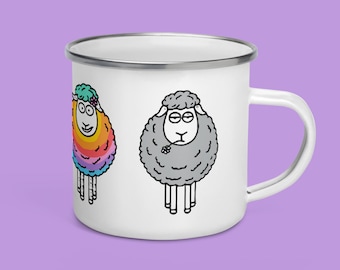 Rainbow Sheep | Black Sheep Queer Holiday HoliGAY | Enamel Mug