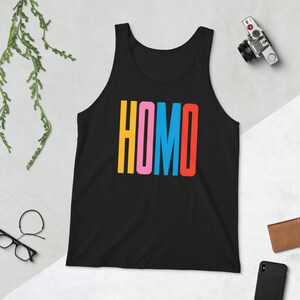 HOMO Colors Pride Tank Top: Unisex LGBTQ Rainbow Shirt image 3