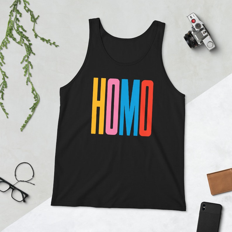 HOMO Colors Pride Tank Top: Unisex LGBTQ Rainbow Shirt image 3