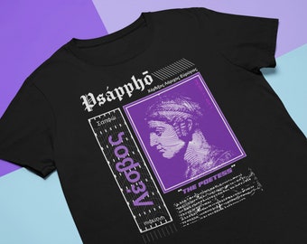 Sappho The Poetess Shirt | Aesthetic Lesbian Queer Poetry Artist Lgbtq Non-Binary Greek Lesbos History | Short-Sleeve Unisex T-Shirt