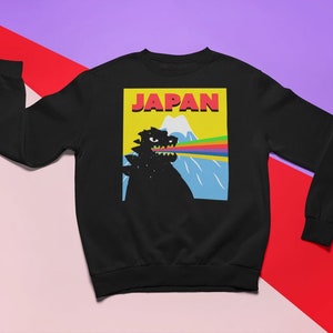 Japan Pride Godzilla Sweatshirt | Gay Sweatshirt , LGBTQ Pride, Tokyo Harajuku Kawaii Japan Streetwear Cute Rainbow Gojira Unisex Sweatshirt