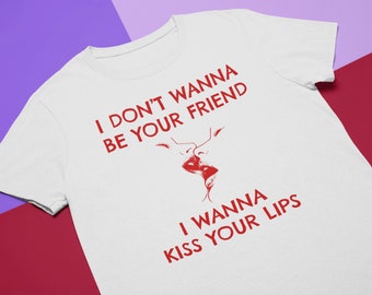 Lesbian Kiss Lips T-Shirt: Queer Pride LGBTQ Unisex Tee