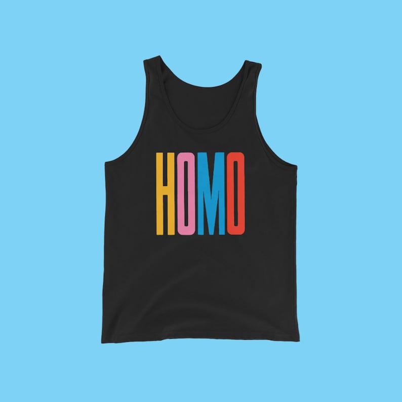 HOMO Colors Pride Tank Top: Unisex LGBTQ Rainbow Shirt image 1