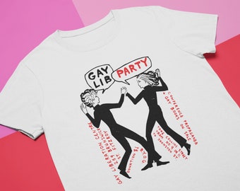 Gay Lib Party Unisex T-Shirt: Vintage Queer World Poster