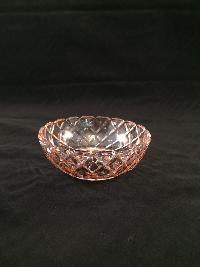 Pink Depression Glass Anchor Hocking Waterford Waffle Pattern Fruit bowl