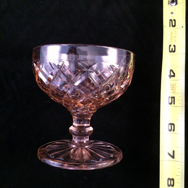 Pink Depression Glass Anchor Hocking Waterford Waffle Pattern Champagne or Sundae glass bowl