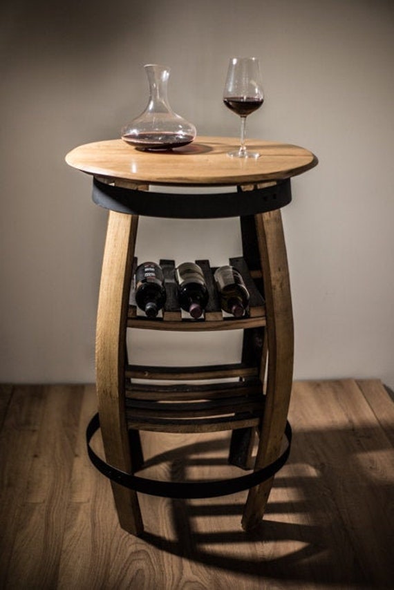 Wine Barrel Bar Table With Wine Racks Etsy