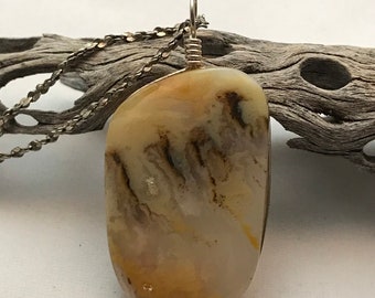 Gothic Elegance: Graveyard Plume Agate pendant