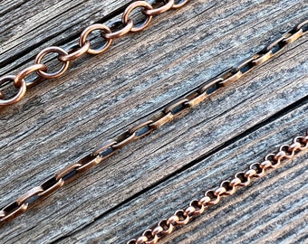 Copper Necklace Chain, Antique Copper Necklace Chain