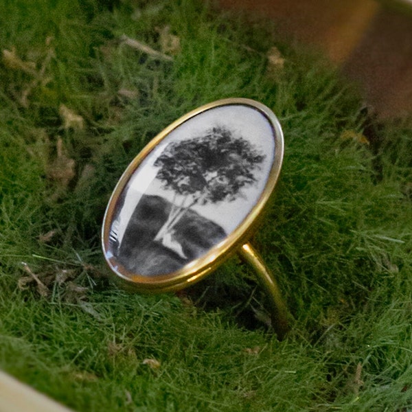 Victorian garden ring, Wild lone tree, Fairy jewelry, Vintage and antique style, for books lover, Romantic jewelry for nature lover