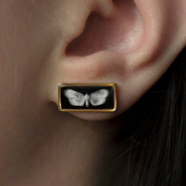 Gothic moth earrings, Moths jewelry, Victorian jewelry, Goth jewelry, Crimson Peak, Weird earring, Alternative dark jewelry, Gothic insect