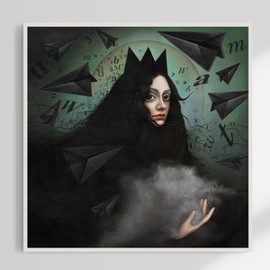 Gothic Victorian decor, Witch portrait poster, Queen Mab, Romeo and Juliet by Shakespeare, Dark Academia, Witchy Square Poster, Dark mood