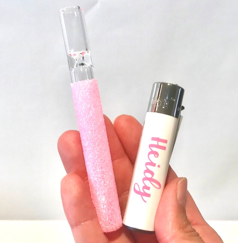 Personalized Lighter Pink Glitter Pipe and Lighter Set Pink Etsy