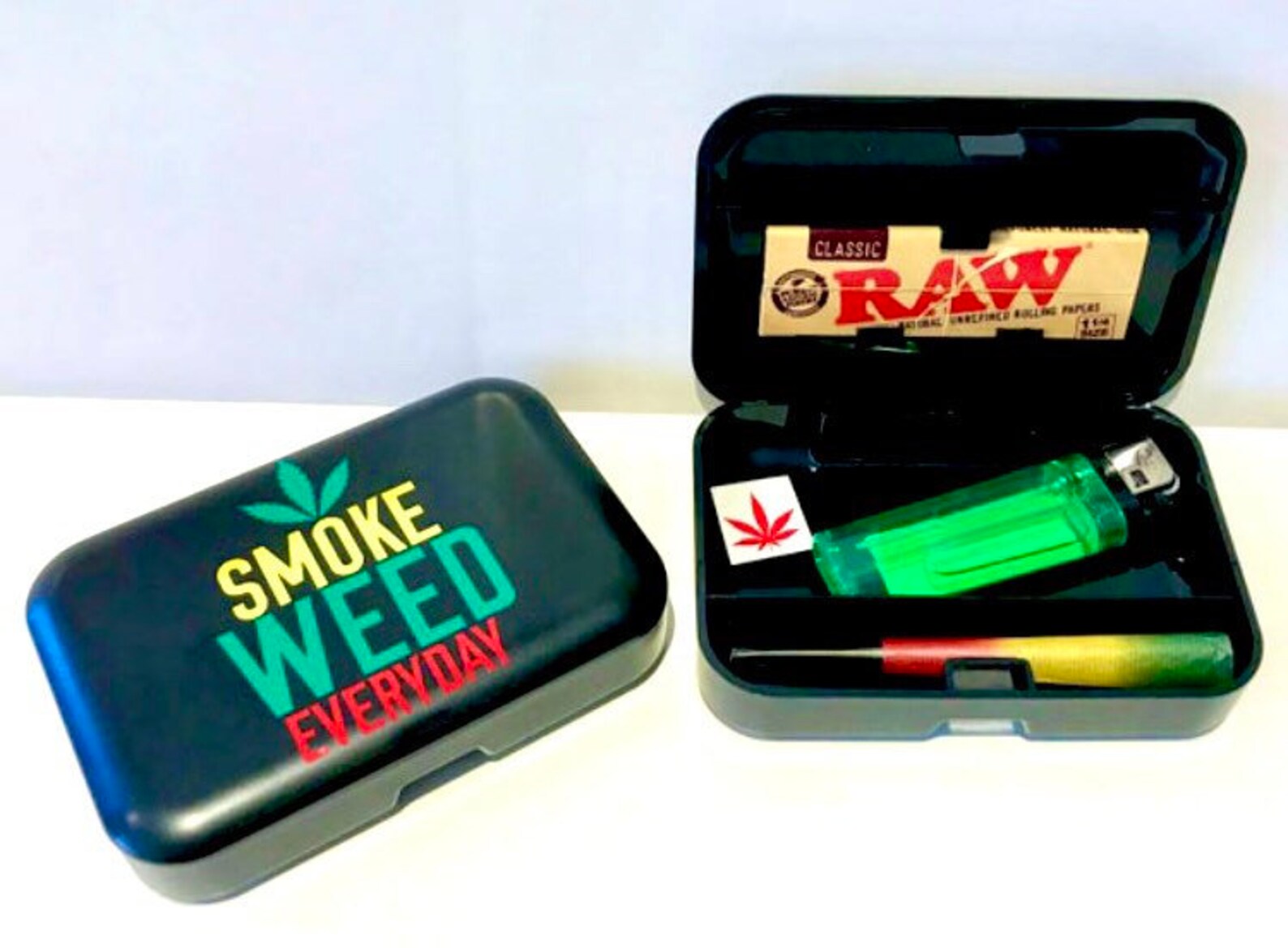 Rasta Stash Box Rasta Smoke Kit Smoke Weed Everyday Stoner Etsy