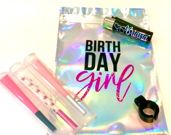 Happy Birthday Stash Bag, Girlie Smoke Kit, B Day Gift for Her