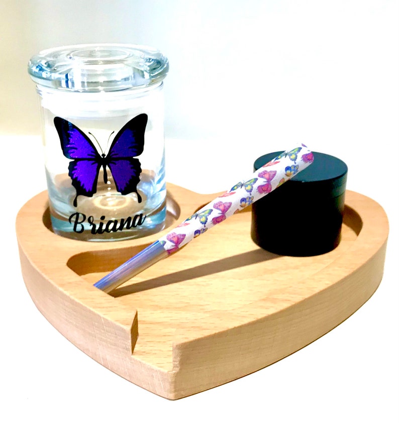Heart Rolling Tray Personalized Stash Jar Pre Rolled Cone Etsy