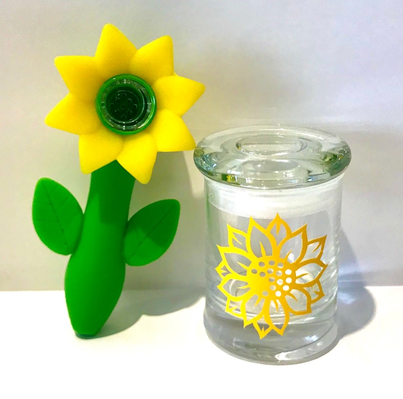 Sunflower Pipe and Sunflower Stash Jar 