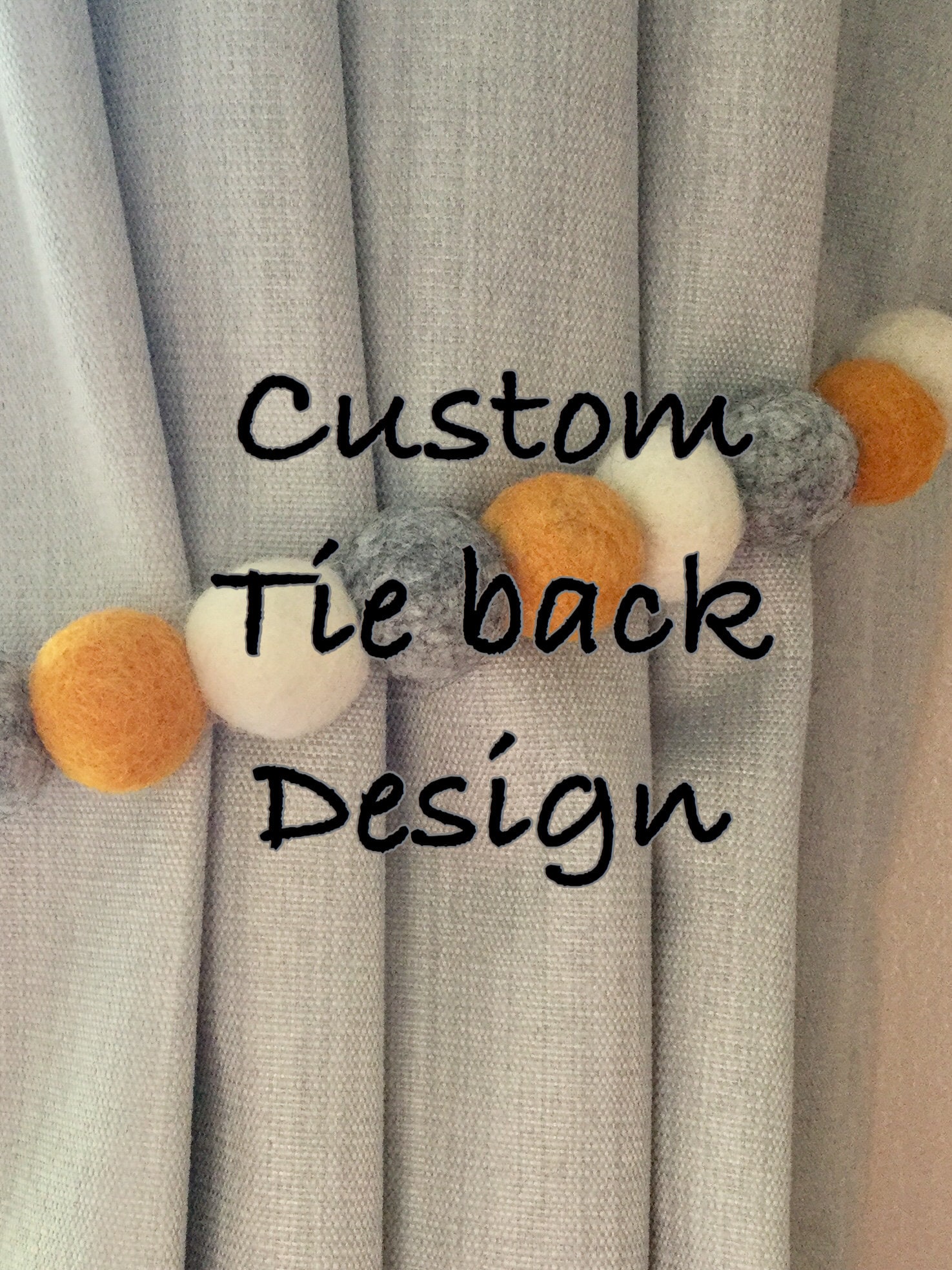 Custom Order Felt Ball Tie Back / Design You Own Pom Pom Tie Etsy UK