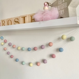 Pastel rainbow Pom Pom garland/ pastel felt ball bunting