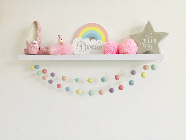 Pastel rainbow Pom Pom garland ,unicorn ball nursery garland, party decoration,baby shower bunting 