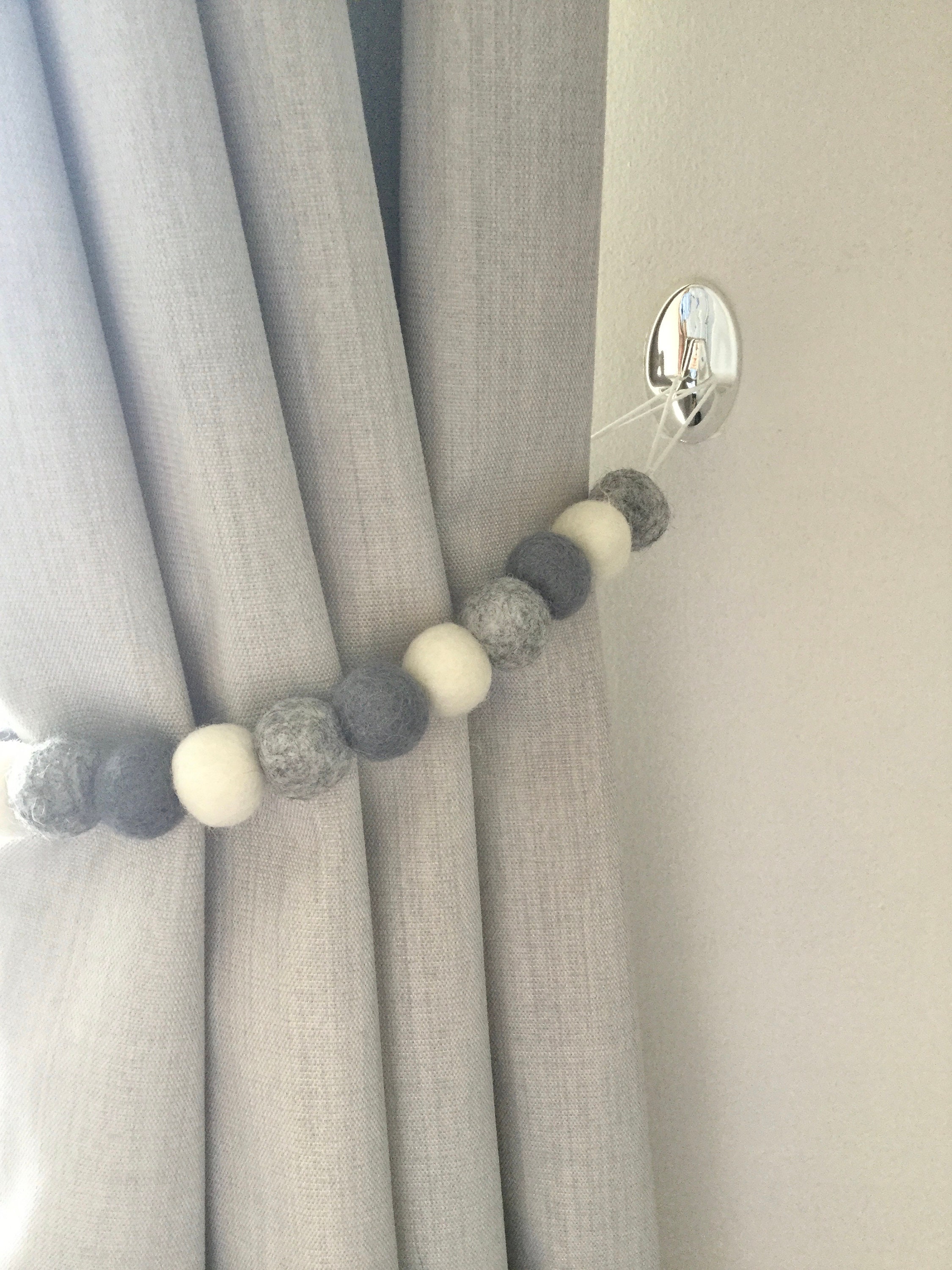 Magnetic Curtain Holders, Magnetic Clips and Tie Backs, Housewarming Gift,  Curtain Tiebacks, Curtain Pulls, Silver 20cm pack of 2 