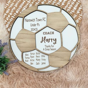 Personalized Football Coach Thank You Plaque: Oak & White MDF