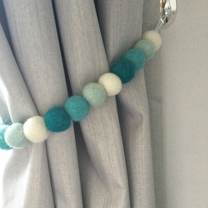 Oceanic felt ball tie back / ocean Pom Pom tie back / curtain tie backs