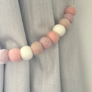 Blush  felt ball tie back / blush  Pom Pom tie back / curtain tie backs