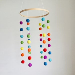 Rainbow Felt Ball Baby Mobile: Colorful Nursery Decor