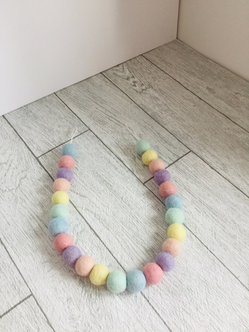 Pastel Rainbow felt ball tie back pastel Pom Pom tie back curtain tie backs