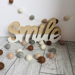 Neutral Wool Felt Ball Garland: Latte Cappuccino Nursery Decor