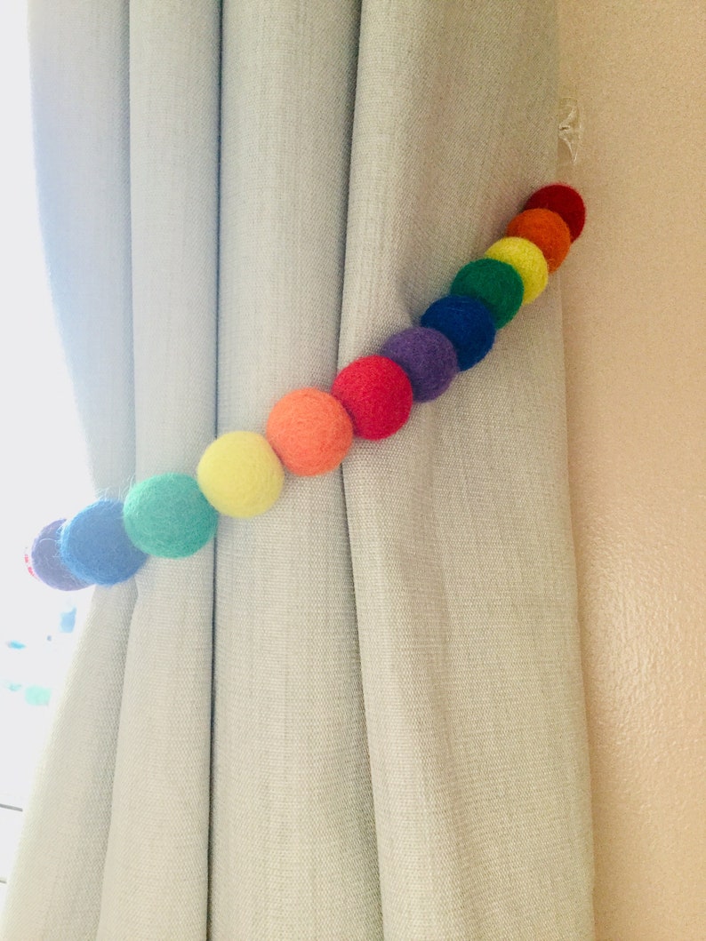 Custom order felt ball tie back design you own Pom Pom tie back curtain tie backs
