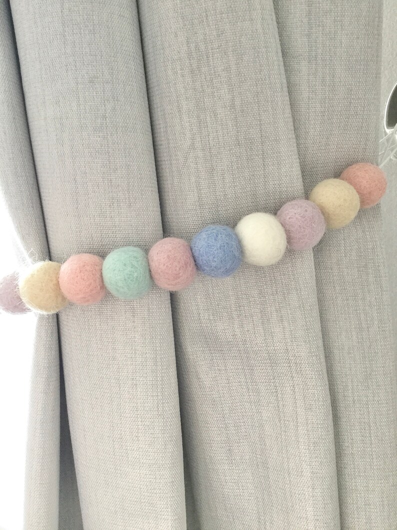 Custom order felt ball tie back / design you own Pom Pom tie Etsy