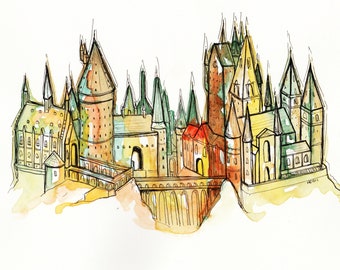 Cartoon Hogwarts Castle Drawing Drawing Art Ideas