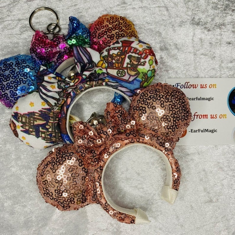 Rose Gold Mouse Ears Keychain mickey keyring Disney inspired keyring
