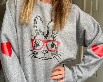 Bunny with glasses sweatshirt, quote jumper