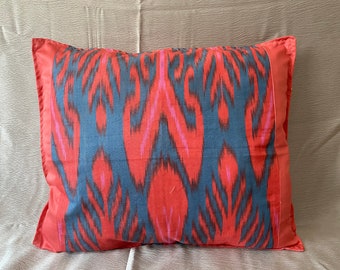 Handmade Ikat Pillowcase: Tajik Heritage Design, 18x15"