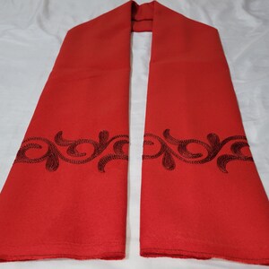 Embroidery Drape Scarf - red