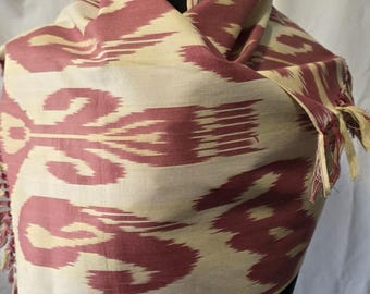 Handmade Ikat Scarf "TULIPS". Handwoven Design