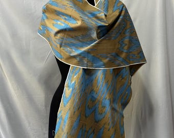 Handwoven Ikat Scarf: Tajik Fabric, Brooklyn Made