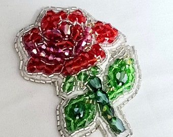 Handmade Beaded Rose Brooch