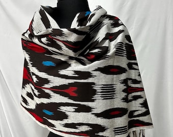 Handmade Ikat Scarf: Brooklyn Crafted, Traditional Textile