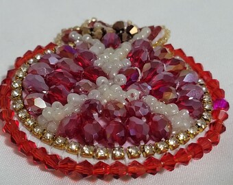 Handmade Beaded Pomegranate Brooch