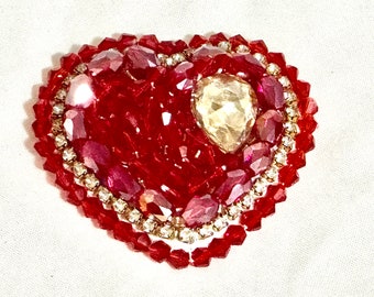 Handmade Beaded Heart Brooch