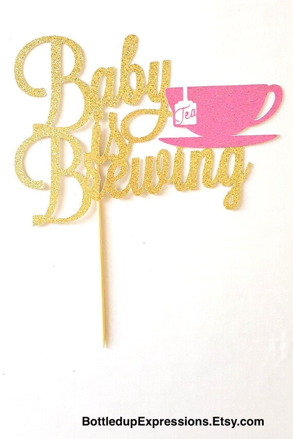Baby is Brewing Cake Topper Cup Glitter Cake Topper Baby Etsy