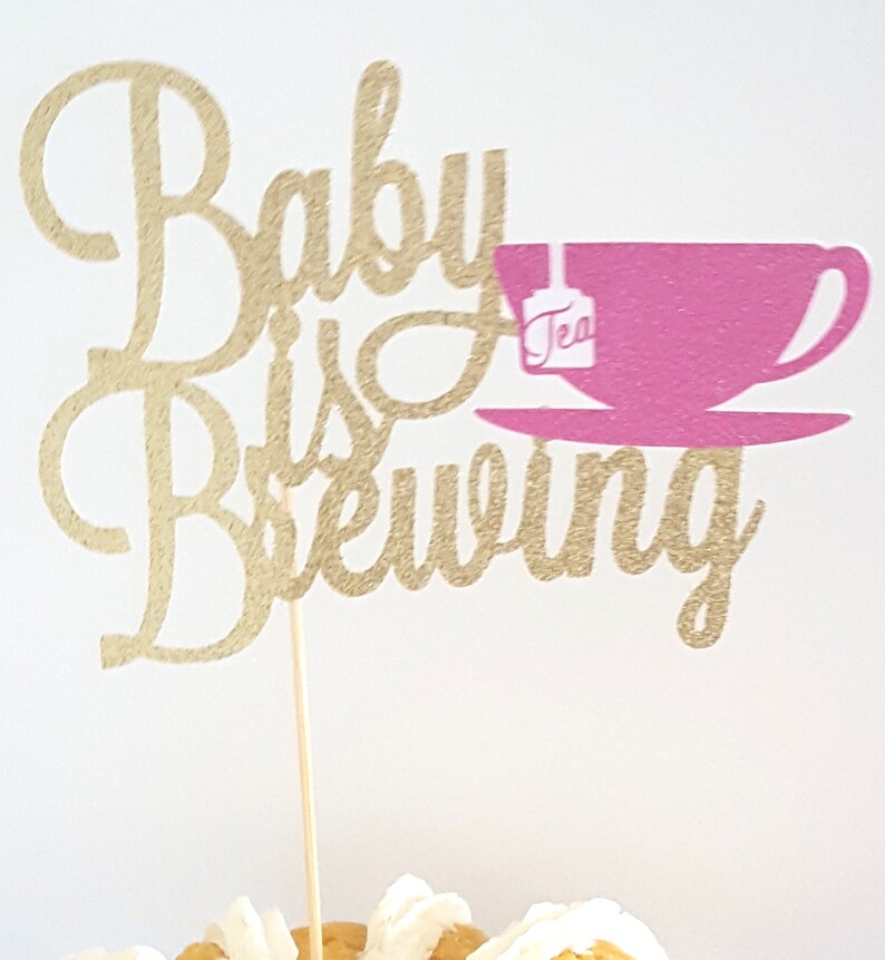 Baby is Brewing Cake Topper Cup Glitter Cake Topper Baby Etsy